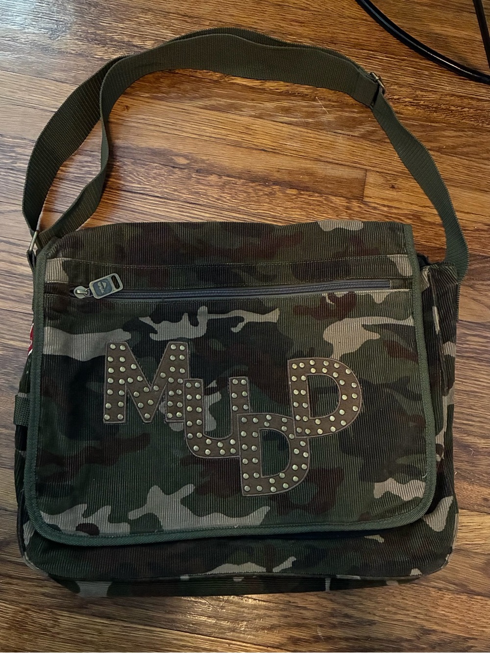 Vintage Y2K MUDD Camouflage Corduroy Messenger Bag